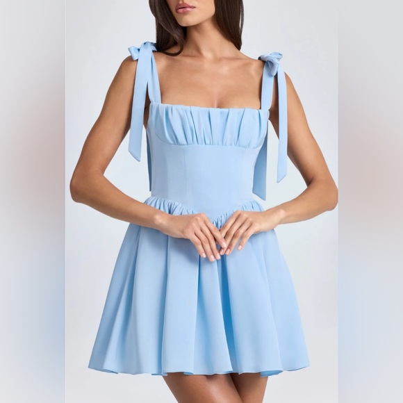 Oh Polly BELLAMY Draped Corset Mini Dress in Powder Blue - size 2 (US) - Picture 3 of 4
